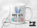 Easter Bunny Mug, Blue Ears - Custom Name - Mug - Bespoke
