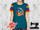 Butterflies, Flowers and Rainbow - TEAL BLUE - Panels On Demand