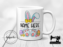 Easter Bunny Mug, Pink Ears - Custom Name - Mug - Bespoke