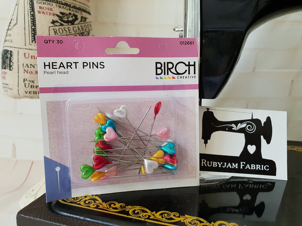 Birch Heart Pearl Head Pins  - 30 pack
