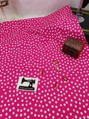White Polka Dots on Pink - cotton lycra - 150cm wide