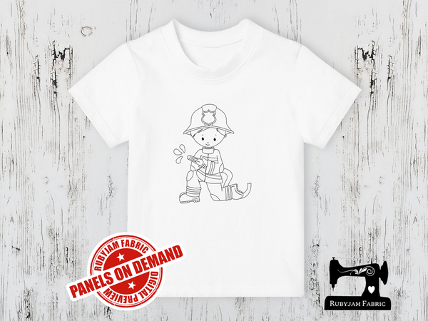 Firefighter Boy - COLOURING IN - WHITE - Panels On Demand