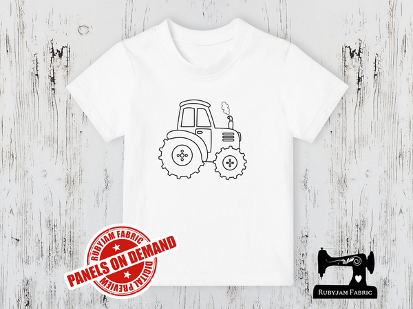 Farm Tractor - COLOURING IN - WHITE - Panels On Demand