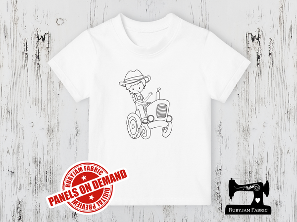 Farm Boy Tractor - COLOURING IN - WHITE - Panels On Demand