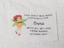 Custom Made QUILT LABEL, organic quilting cotton, Style 29 - Fairy