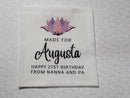 Custom Made QUILT LABEL, organic quilting cotton, Style 49 - Flower