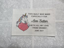 Custom Made QUILT LABEL, organic quilting cotton, Style 57 - Unicorn Heart