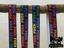 Rainbow FUCK on Black - Printed - 1" (25mm) - Fold Over Elastic (FOE)