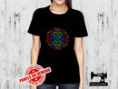 Rainbow Sewing Mandala - BLACK - Panels On Demand