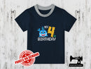 My 4th Birthday Shark - NAVY BLUE - Panels On Demand