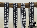 White FUCK on Black - Printed - 1" (25mm) - Fold Over Elastic (FOE)