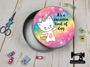 Caticorn Kind of Day - Sewing Storage Tin (Round) - Bespoke