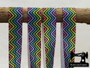 1M Coloured Chevrons on Black - Printed - 1" (25mm) - Fold Over Elastic (FOE)