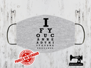 Eye Chart - Face Mask Panel - HEATHER GREY - Panels On Demand