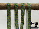 1M Green Peacock Feathers - Printed - 5/8" (16mm) - Fold Over Elastic (FOE)