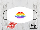 Pride Rainbow Lips Face Mask Panel - WHITE - Panels On Demand