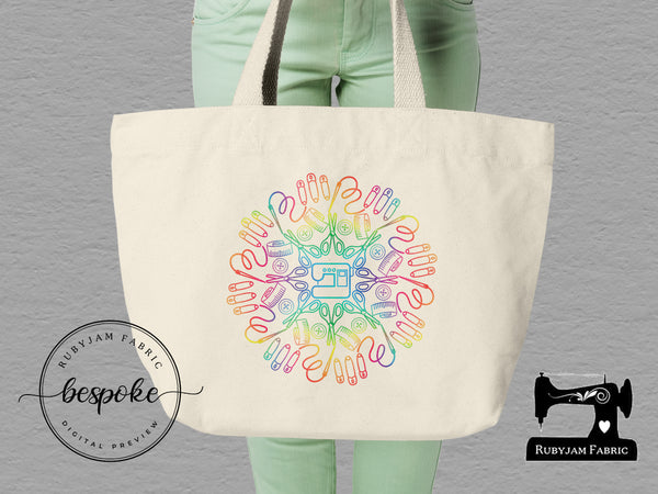 Rainbow Sewing Mandala - Tote Bag - Bespoke