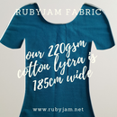 Teal Blue - solid cotton lycra - 185cm wide - 220gsm
