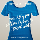 Turquoise - solid cotton lycra - 185cm wide - 220gsm