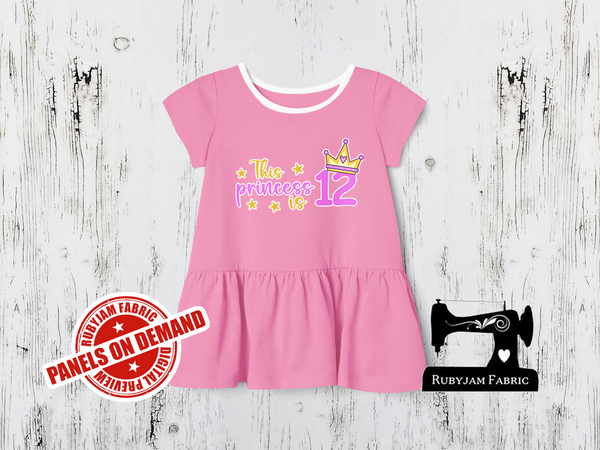 This Princess is 12 (Birthday Panel) - LIGHT PINK - Panels On Demand