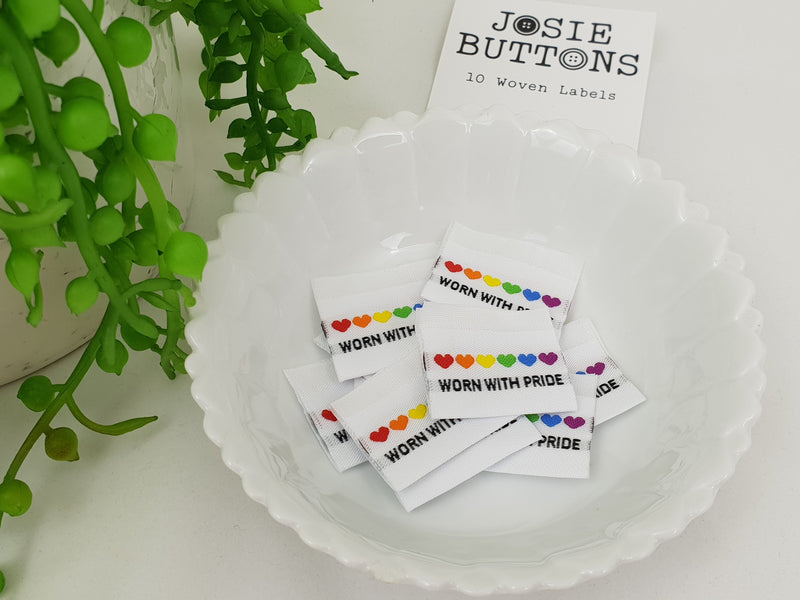 Worn With Pride (Rainbow Hearts) - Labels by Josie Buttons