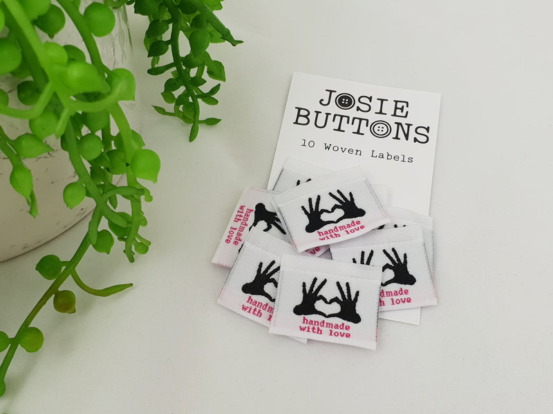 Handmade With Love (hands) - Labels by Josie Buttons