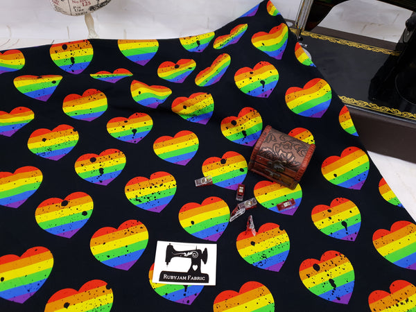 FLAWED - 114cm Grunge Hearts - cotton lycra - clearance