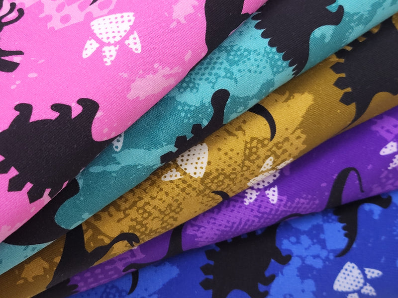 Dinosaurs - Blue - cotton lycra - 150cm wide