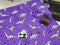 Purple Origami Dinosaurs - cotton lycra - 150cm wide