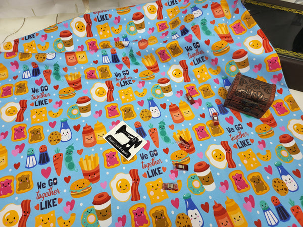 We Go Together Like... - cotton lycra - 150cm wide - clearance