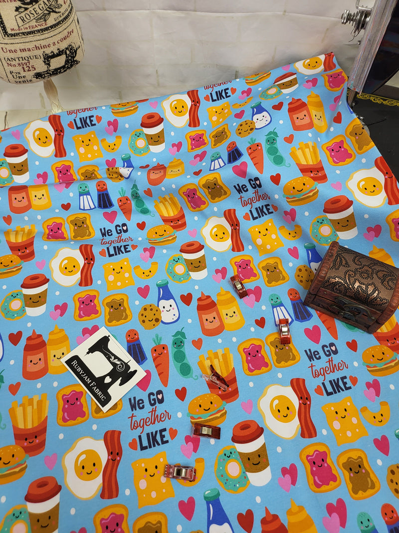 We Go Together Like... - cotton lycra - 150cm wide - clearance