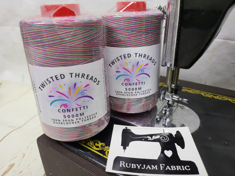 Variegated Overlocking Thread Confetti - Twisted Threads - 5000M Variegated Overlocker Thread ...