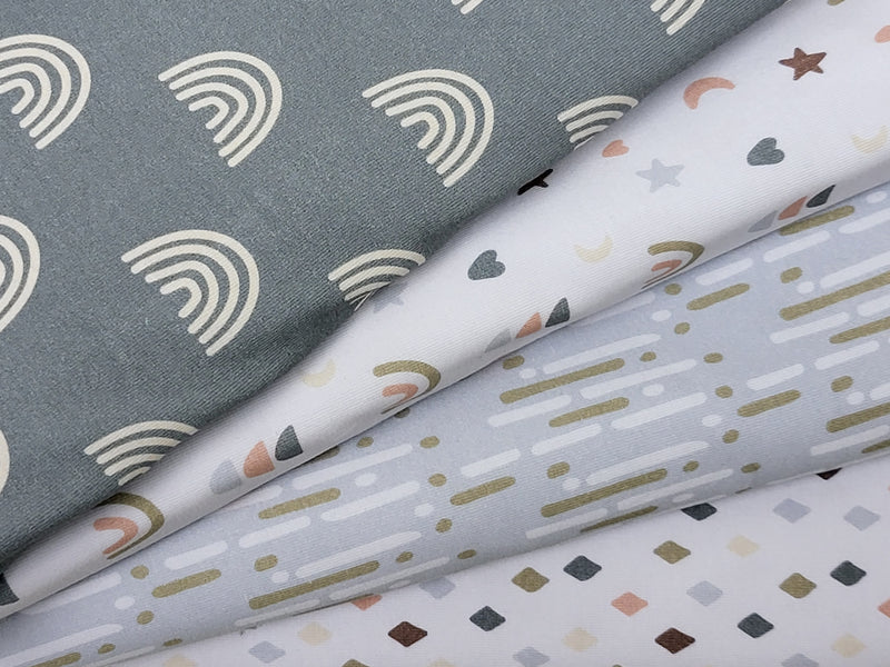 Dots and Dashes - Gender Neutral - cotton lycra - 150cm wide - clearance