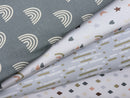 Rainbows on Grey - Gender Neutral - cotton lycra - 150cm wide