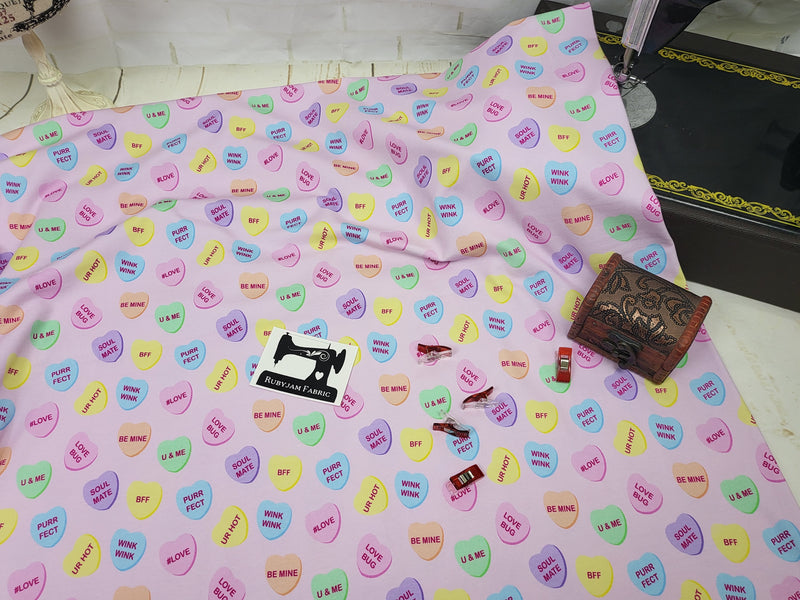 Candy Hearts - cotton lycra - 150cm wide