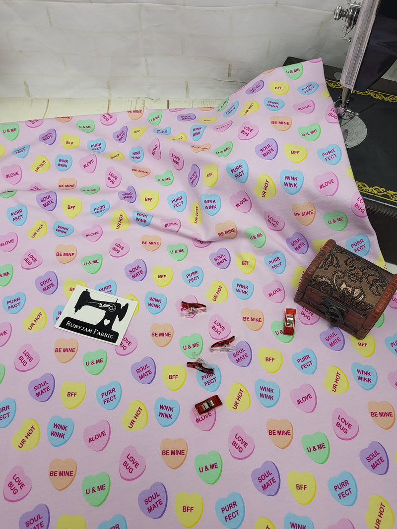 Candy Hearts - cotton lycra - 150cm wide