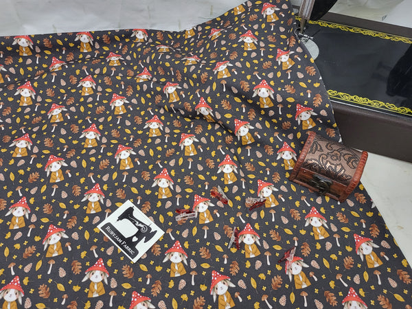 Woodland Rabbits - cotton lycra - 150cm wide - clearance
