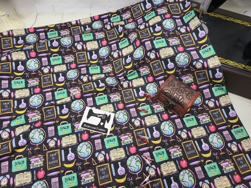 Back To School - cotton lycra - 150cm wide - clearance