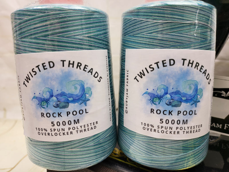 Rock Pool Blue - Twisted Threads - 5000M Variegated Overlocker Thread