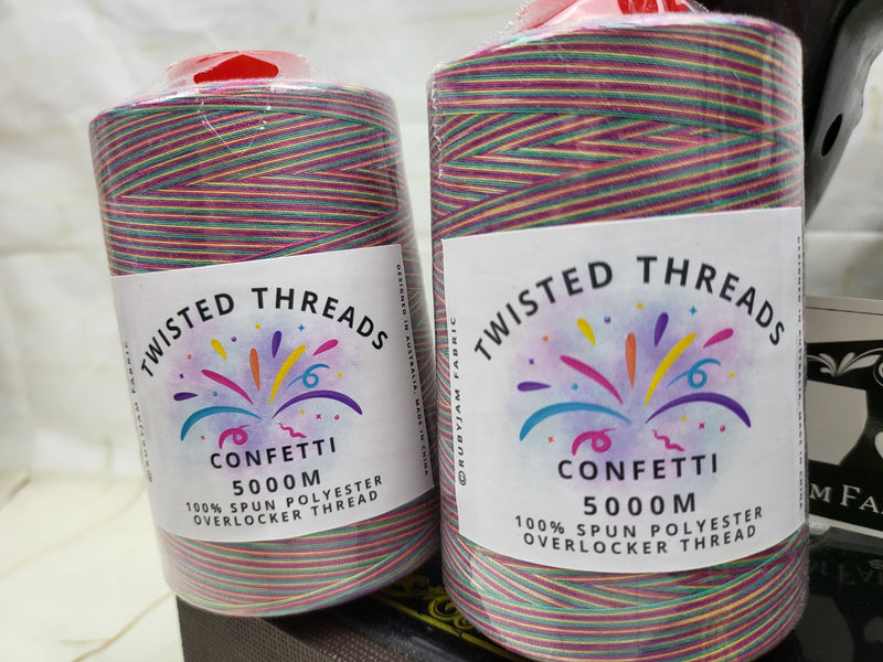 Variegated Overlocking Thread Confetti - Twisted Threads - 5000M Variegated Overlocker Thread ...