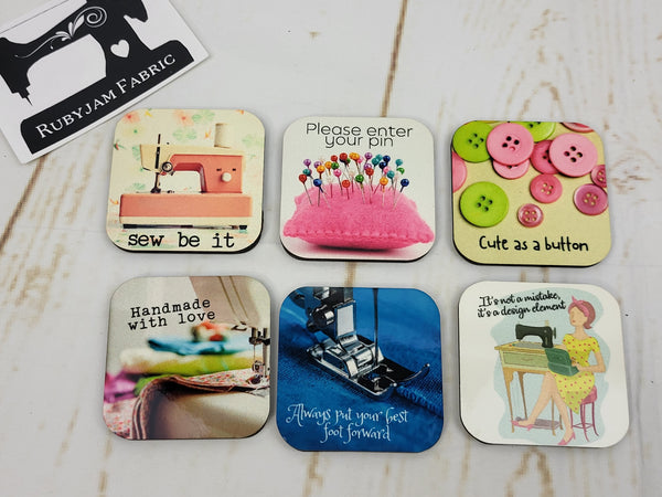 Sewing Themed Magnets - Design 2 - Set of 6 - Bespoke