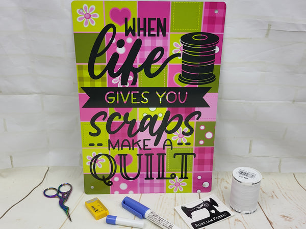 When Life Gives You Scraps (Pink) - Sewing Room Sign - Bespoke