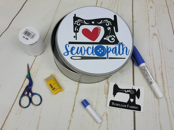 Sewciopath - Sewing Storage Tin (Round) - Bespoke