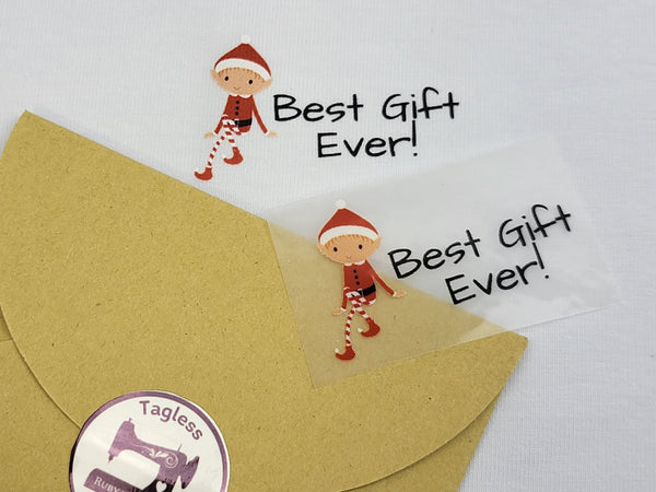 Best Gift Ever Christmas Elf Red - Tagless Label Transfers