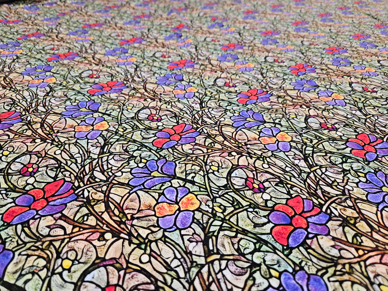 Stained Glass Poppies - cotton lycra - 150cm wide