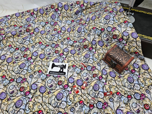 Stained Glass Jewels - cotton lycra - 150cm wide - clearance