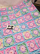 Faux Crochet Granny Squares - cotton lycra FRENCH TERRY - 150cm wide
