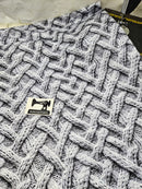 Faux Knitted Cable Knit Grey - cotton lycra FRENCH TERRY - 150cm wide