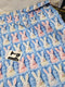 Faux Knitted Rabbits Blue - cotton lycra FRENCH TERRY - 150cm wide
