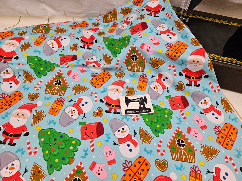 Kawaii Christmas - cotton lycra - 150cm wide - clearance